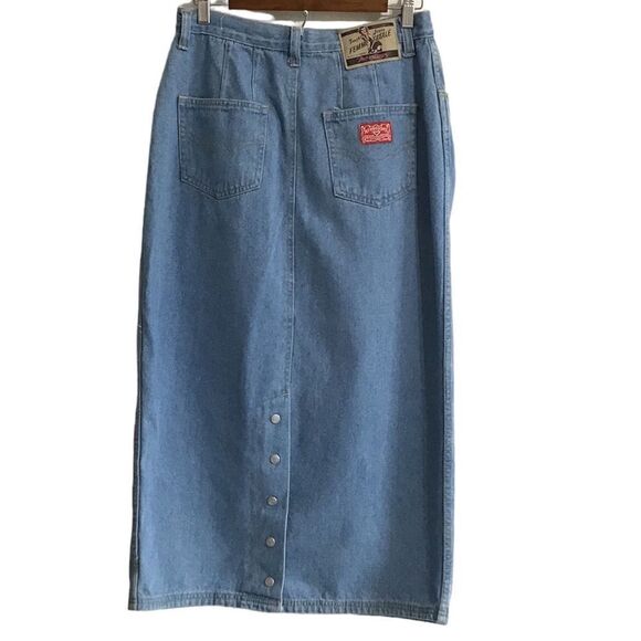Jean Denim Maxi Skirt No Excuses Femme Fatale Button Down Maxi Skirt Size 13/14 - Picture 4 of 13